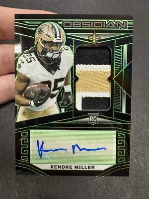 2023 Panini Obsidian KENDRE MILLER /25 Rookie RC Patch Auto Green Saints #208 - Image 1 of 4