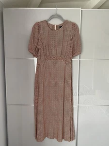 Nobody's Child Brown Geometric Print Puff Sleeve Bonnie Midi Dress - Picture 1 of 4