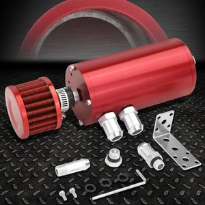 5.5"X2.4" ALUMINUM ENGINE OIL CATCH RESERVOIR 140ML TANK/CAN+AIR FILTER RED - Picture 1 of 5