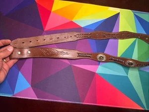 Vintage JARIPEO’s buckle belt WESTERN brown 42  COWBOY rodeo Braided Metal Badge - Picture 1 of 12