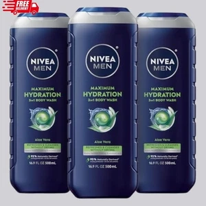 NIVEA Men Maximum Hydration 3 in 1 Body Wash 16.9 Fluid Ounce (Pack of 3) New... - Picture 1 of 5