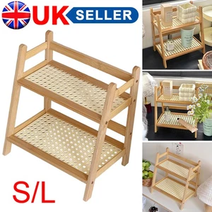 2 Layer Countertop Organizer Multipurpose Kitchen Rack Wooden Storage Shelf ~UK - Picture 1 of 14