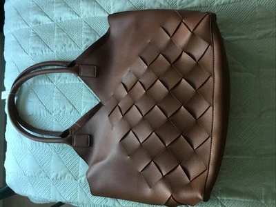 Bolso de Mano Grande de Cuero Sintético Tostado Nuevo con Etiquetas Accesorio Bolso Interior Desmontable Foto 1 de 4