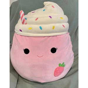 Squishmallow Sandina the Strawberry Milkshake Plush 20" Rare - Picture 1 of 8