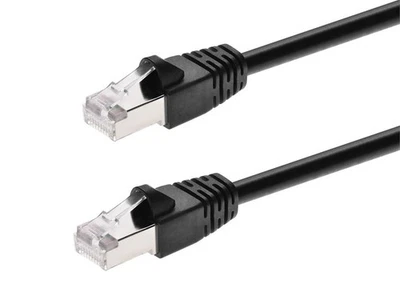 Cat6A Ethernet Patch Cable Network Internet Cord RJ45 STP 10G 26AWG 0.5ft Black - Image 1 of 4