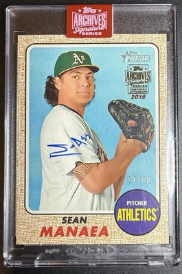Sean Manaea 2019 Topps Archives Signature Series 2017 Heritage Auto /59 A’s Mets - Image 1 of 4