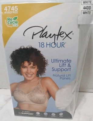 Playtex 18 Hour Bra Ultimate Lift & Support 44DD White 4745 Wirefree New - Image 1 of 4