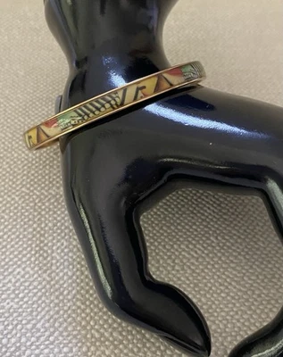 Erwin Pearl Maya Enamel Bangle Bracelet Gold Tone Colorful Geometric Abstract - Image 1 of 4