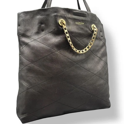 Bolso de Mano Lanvin Carry Me Acolchado Negro Gran Capacidad Usado Auténtico Foto 1 de 4