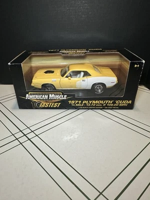 1:18 1971 Plymouth CUDA 440 10 Fastest Yellow & White American Muscle - Image 1 of 4