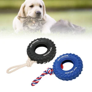 Dog Tire Chewing Toy Bite Resistant Treat Dispensing Rubber - Picture 1 of 18