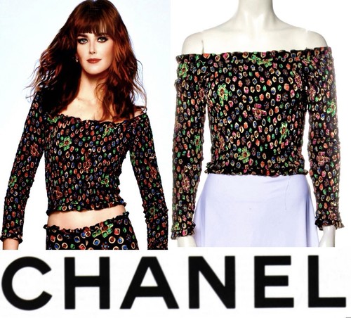 Nuova giacca maglietta Chanel 2021 2022 nero gioiello rosa rosso top 34 36 2 4 6 22c M S