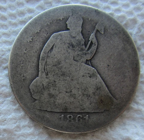 1861 Philly Seated Liberty Half Dollar Rare Civil War Date P Mint Worn Filler Cover