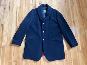 Vintage Mighty Mac Sz 42 Out O' Gloucester NAVY Jacket Coat Mac-Melton Red Liner - Picture 1 of 24