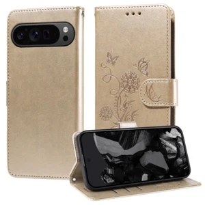 For Google Pixel 9 Pro XL Embossed Butterfly Flowers Leather Phone Case Cover - Picture 1 of 1