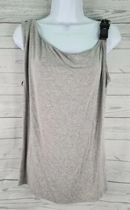 Michael Kors Large Buckle Shoulder Top Gray Sleeveless Stretch Tank Tee - Picture 1 of 9