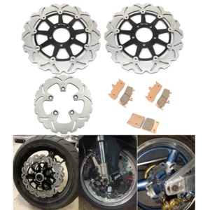 GSX 1300 R Hayabusa (1999-2007) F+R Brake Disc Rotors + Pads for Suzuki GSX1300R - Picture 1 of 15