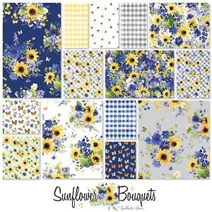 2-1/2" Sunflower Bouquets Strip Roll  40 pieces by Clothworks