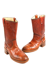 Vintage WRANGLER Western Leather Cowboy Boots Mens Size 8.5 D USA