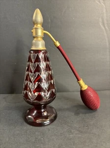 Antique Red Crystal perfume bottle/Scent Bottle /Signed/Art Deco/France C.1940 - Picture 1 of 12
