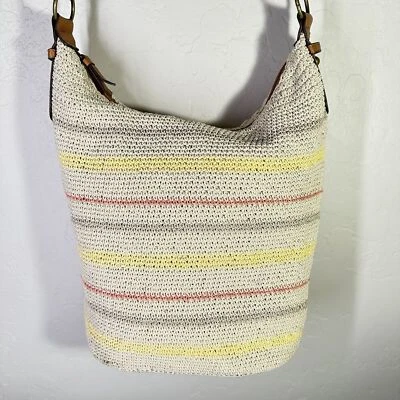 St Johns Bay Bolso de Mano Crochet L Neutro Guijarro Rayas Forrado Bolso de Hombro Verano Foto 1 de 4