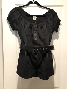 New Vertigo Black Top Short Sleeve With Belt Vintage 90’s Belt Off - On Shoulder - Picture 1 of 5
