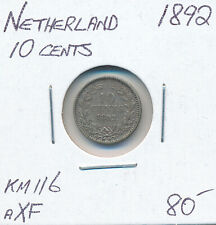 NETHERLANDS 10 CENTS 1892 KM116 - aXF