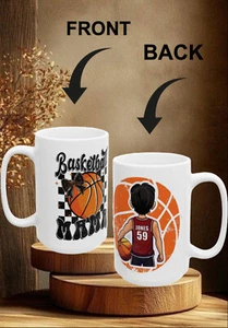 Taza de baloncesto mamá personalizada con nombre y número jersey taza de regalo - Imagen 1 de 6