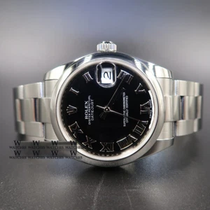 Rolex Datejust 31 178240 Black Dial Roman Numeral Stainless Steel Oyster Women - Picture 1 of 5