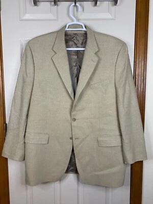 Blazer para hombre Chaps Ralph Lauren mezcla de seda 46L 2 botones abrigo deportivo beige tostado Foto 1 de 4