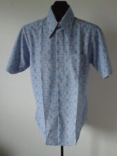 vintage mens shirt 70s CAMPUS USA S geek chic FOULARD easy knit nos