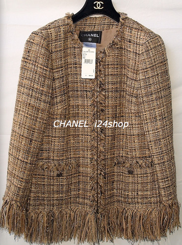 GIACCA TWEED CHANEL 10A IN PELLE CON LOGO CC NUOVA CON ETICHETTE FR42 US10