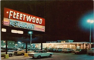 Fleetwood Restaurant Nachtansicht, Springfield, Illinois - unbestellte Postkarte - Bild 1 von 5