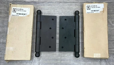 Lot of 2 Matte Black 4 inch Ball Tip Hinges Heavy - Image 1 of 4