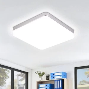 Flush Mount Led Ceiling Light Bedroom Silver Lighting 9 Inch 36W Nickel Fixture - Picture 1 of 18