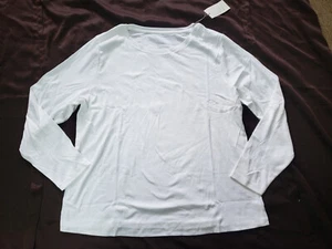 A New Day Plus SzWomens Long Sleeve Tee, White Ribbed 2X, 3X, 4X NWT, SHIPS FREE - Picture 1 of 5
