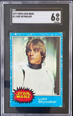 Star Wars 1977 Luke Skywalker Rookie Card #1 Topps Series 1 Blue SGC 6 - Image 1 of 2