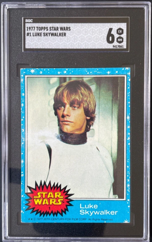 Star Wars 1977 Luke Skywalker Rookie Card #1 Topps Series 1 Blue SGC 6 - Image 1 of 2
