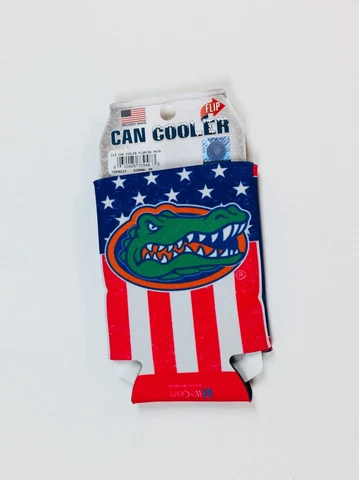 Florida Gators Patriotic Can Koozie Holder Collapsible 2 Sided Free Ship USA Cover