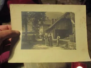 Ancienne Photo sur Papier Attelage Scène agricole au Cheval Rencontre entre amis - Imagen 1 de 1