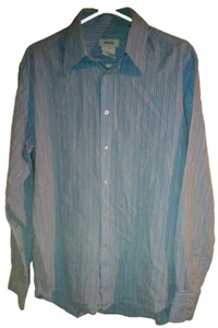 VERSACE COLLECTION EMBROIDERED LOGO BLUE STRIPED SHIRT SIZE L - Picture 1 of 4