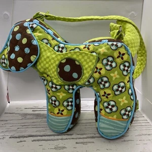 SASSY PET SAKS by ©DOUGLAS Poofy Puppy Dog Plush PURSE Colorful Flowers - Picture 1 of 6