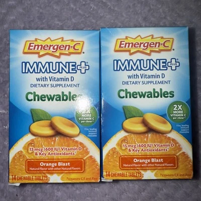 28 Dos Comprimidos Masticables 14 CT Emergen-C APOYO INMUNOLÓGICO Vitamina C D Foto 1 de 2