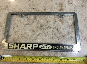 Oldtimer Werbung Sharp Ford Indianapolis Nummernschild Einfassung Halter - Bild 1 von 4