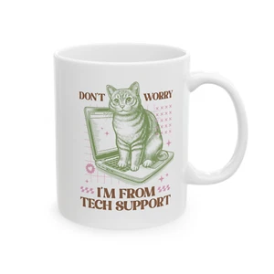 Lustige Katzenbecher Katzenliebhaber Besitzer Geschenk Retro Computer Technischer Support Niedliche Kaffeetasse - Bild 1 von 5