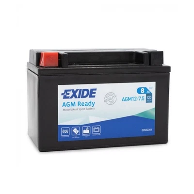 BATTERIA AVVIAMENTO EXIDE - AGM 12V 8AH 120A CCA / MOTO E SCOOTER - AGM12-7.5 - Immagine 1 di 4