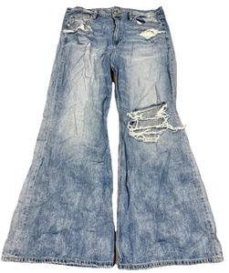 VTG American Eagle Flared Jeans Womens 14 Low Rise Cotton Medium Wash Blue Denim - Picture 1 of 13