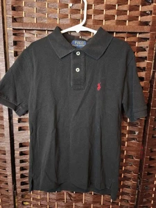 Boy Size 8 Polo Ralph Lauren Black Short Sleeve Polo Shirt - Picture 1 of 8