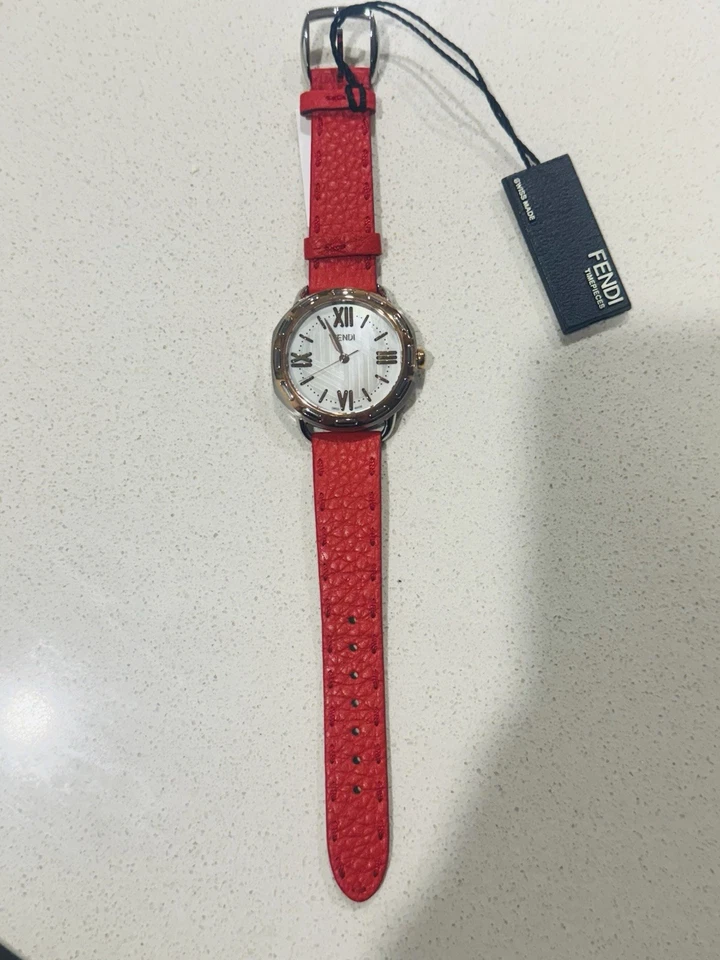 Brand New Authentic Fendi Selleria Ladies Watch With Red Leather Strap RRP&1400 - image 1 of 4