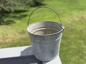 Vintage Galvanized Metal #12 Bucket Rustic Primitive Farmhouse Pail - Picture 1 of 8